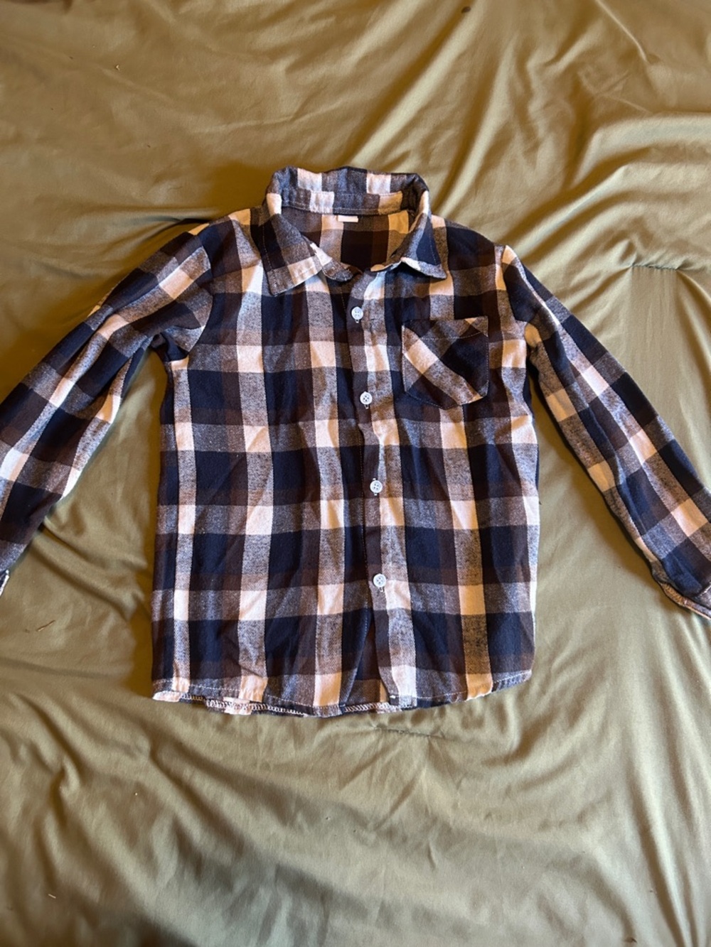 Kids Plaid Button-Up Shirt - Navy & White